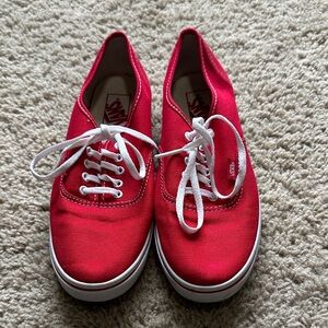 Vans Red Canvas Low-Top Sneakers with White Laces
